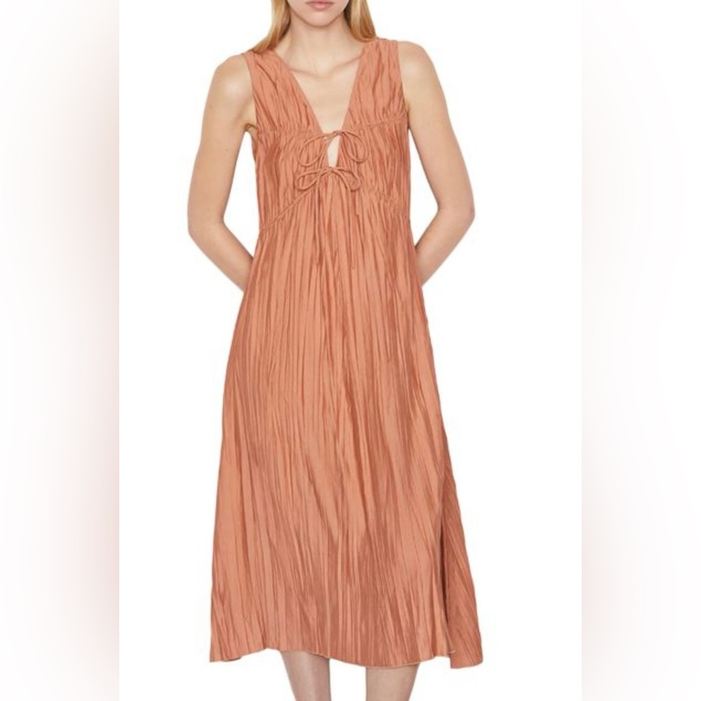 Frame Crinkled Terracotta Sleeveless Dress